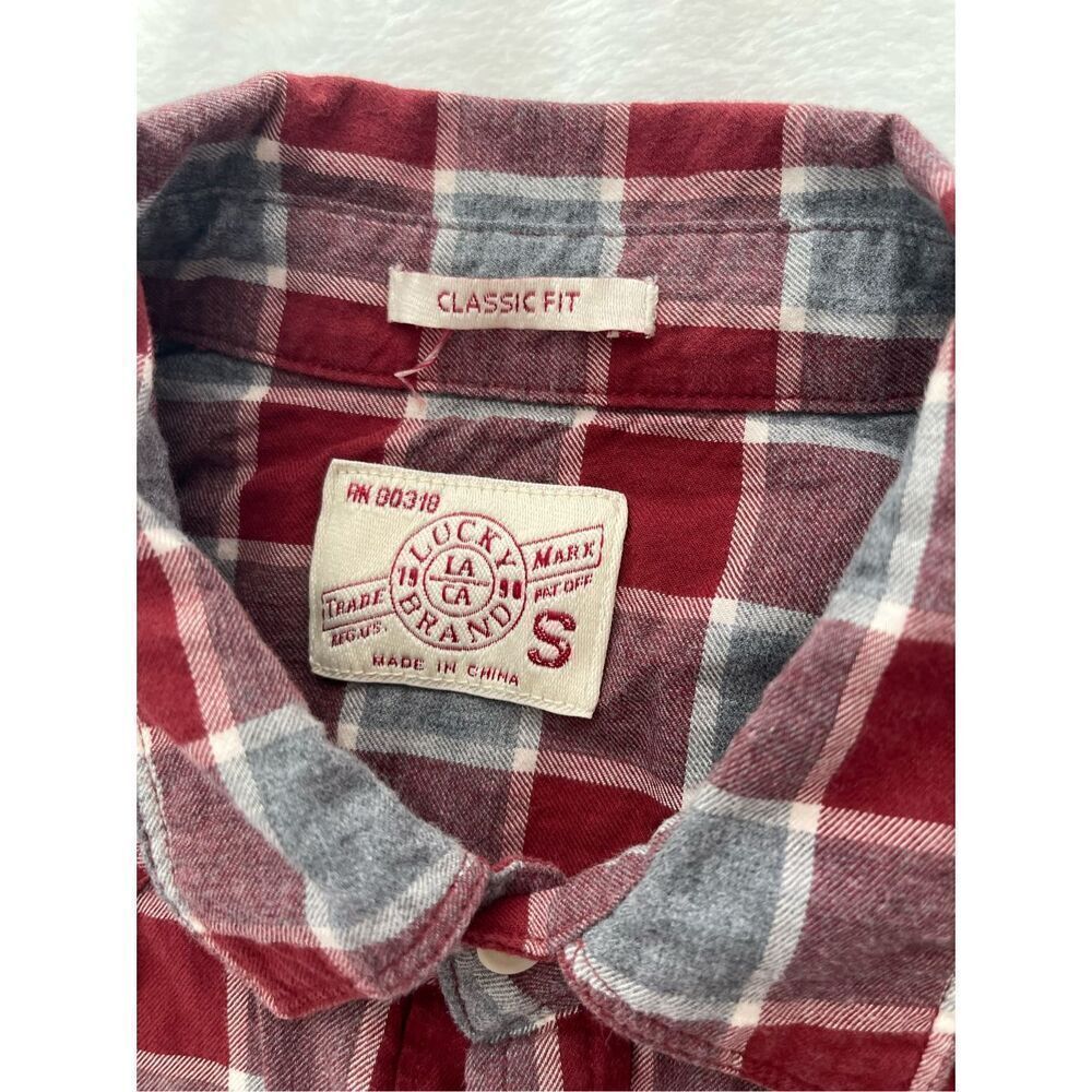 Lucky brand classic burgundy red with blue flannel size s - Picture 4 of 5